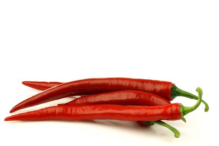 red chili peppers  Capsicum  on a white background の写真素材