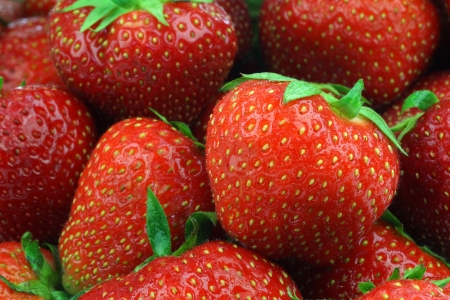background of fresh strawberries の写真素材