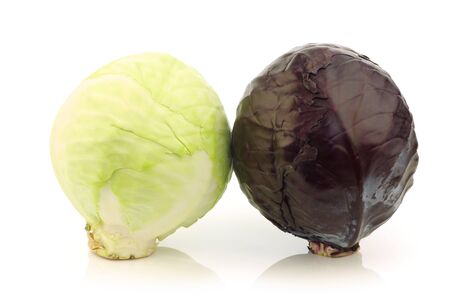 red and white cabbage on a white background の写真素材