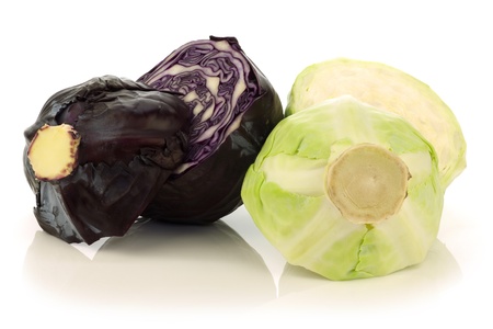 red and white cut cabbage on a white background の写真素材