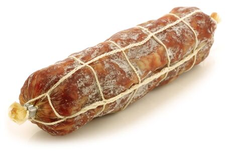 luxury sausage on a white background の写真素材