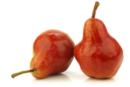 Two fresh Bartlett Pears on a white background の写真素材