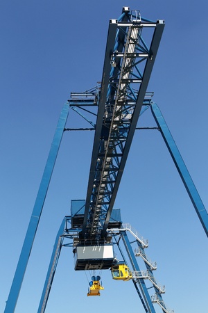 industrial container crane near port in Friesland  Holland  の写真素材