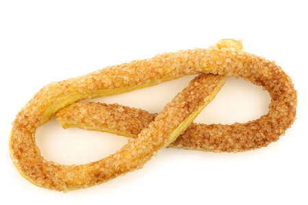 traditional Dutch cookie called  krakeling  on a white backgroundの写真素材