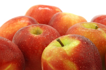 fresh Dutch  Jazz  apples on a white backgroundの写真素材