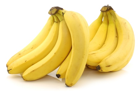 fresh bananas on a white backgroundの写真素材