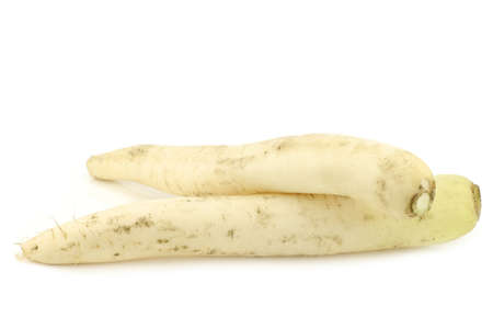 Winter radish on a white backgroundの写真素材
