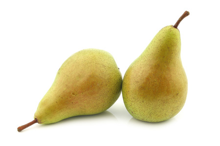 migo two fresh pears on a white backgroundの写真素材