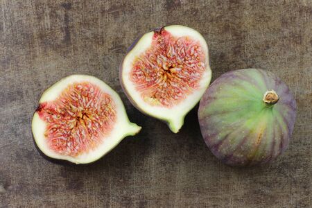fresh fig (Ficus carica) on a grunge metal backgroundの写真素材