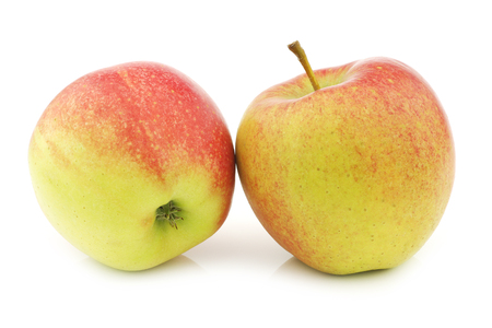 fresh Maribelle apples on a white backgroundの写真素材