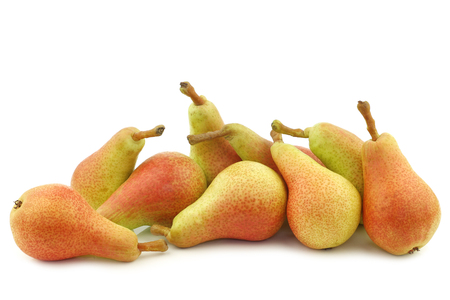 fresh Carmen pears on a white backgroundの写真素材