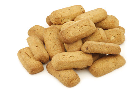 traditional Dutch cookies (Friesland) called "Fryske dumkes" on a white backgroundの写真素材