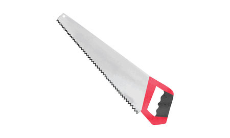 Pruning saw watercolor drawing isolated on white background. Garden saw clipart. Hand drawn pruning saw. Hand saw for pruning trees. Vector designのイラスト素材