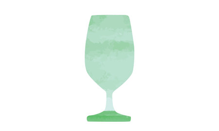 Simple water goblet watercolor drawing vector illustration isolated on white background. Water goblet clipart. Minimalist wine glass clipart vector design cartoon hand drawn styleのイラスト素材