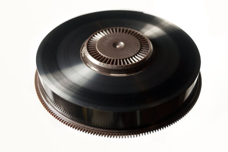 Reel of black magnetic tape used for backup