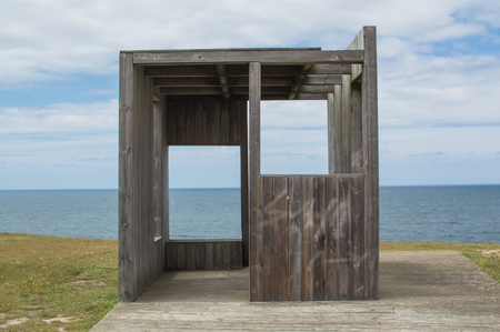 Shelter near a seaの写真素材