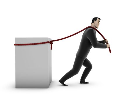 3d Businessman and box on a white backgroundの写真素材