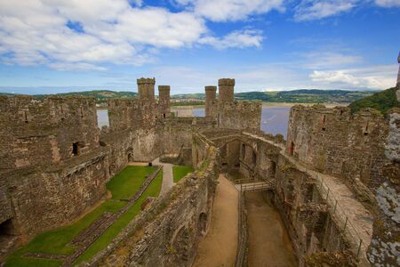 Overview of Conwy Castle in Wales.の写真素材