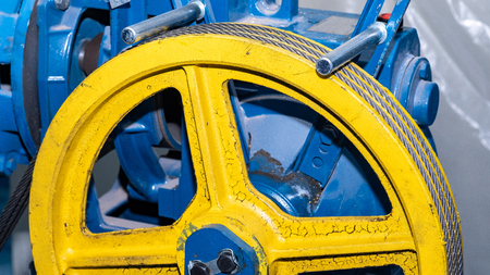 wire rope in the sheave groove for lifting equipmentの写真素材