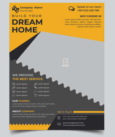 House, Building or Construction Flyer vector Template. Construction Brochure Coverのイラスト素材