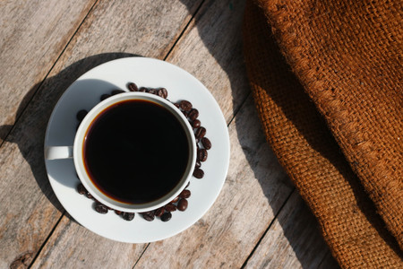 black coffee in a cupの写真素材