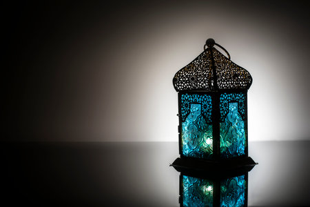 Lantern in black and white backgroundの写真素材