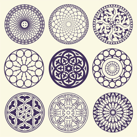 Set of rosetta ornamentのイラスト素材