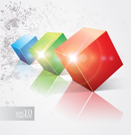 Colorful shiny cubes designのイラスト素材