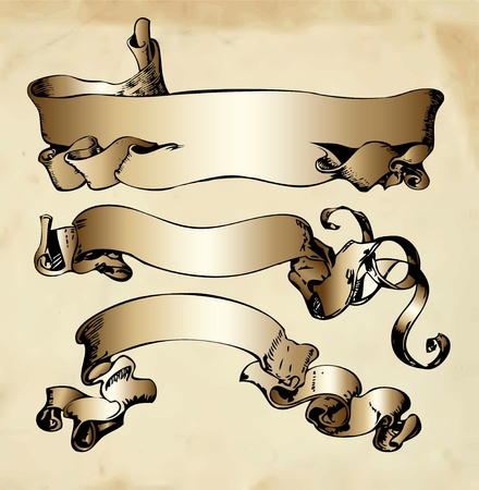 Engraving ribbons setのイラスト素材
