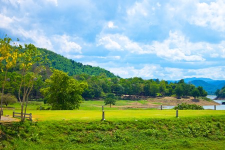 Field and hillの写真素材