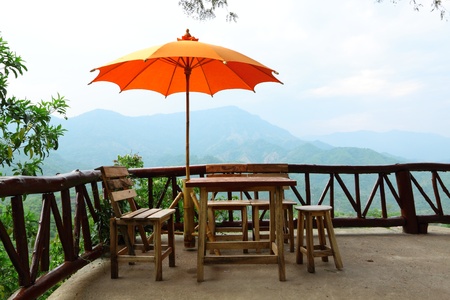 The terrace for natural view on morningの写真素材