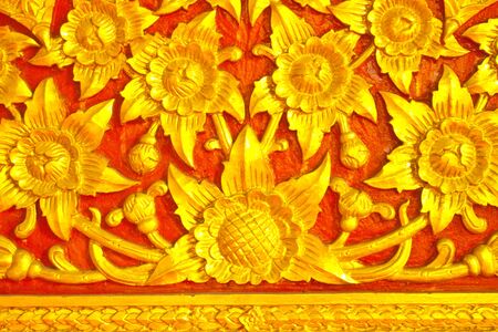 Lotus on wood surface by Thai craftmanの写真素材