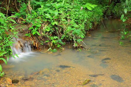 Rill and little waterfall on rainy season of Thailandの写真素材