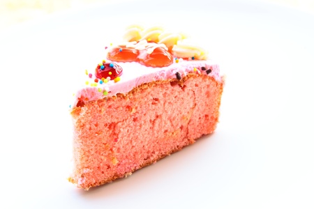 A piece of strawberry flavor cakeの写真素材