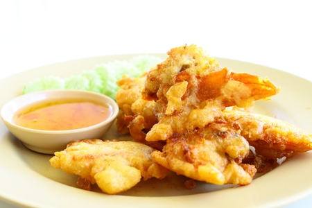Fried  slough crab with starch eat with chili syrupの写真素材