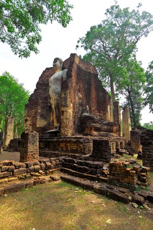 Four bearing Buddha church ruin,Kum Pang Pech,Thailandの写真素材