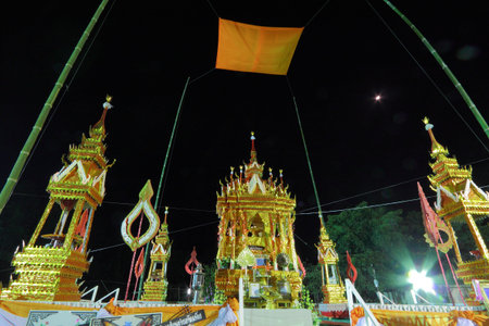 Ceremony of cremation for Buddhist monk after deadのeditorial素材