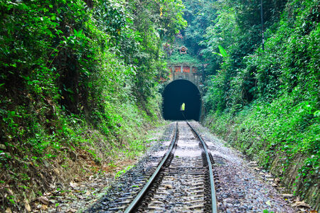 Go into the tunnel,journey with railwayの写真素材