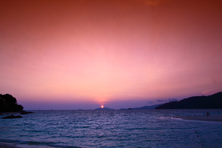 Sunset at Sunset beach in Lipe island,Sa Tun,Thailandの写真素材