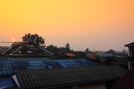 On early morning at Chiang Khan city,Loei,Thailandの写真素材