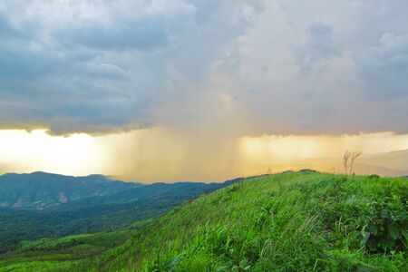 Raining on SuanYaLuang, Nan, Thailandの写真素材