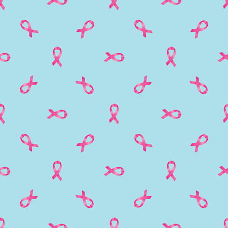 Pattern with pink ribbons against breast cancer on a blue backgroundのイラスト素材