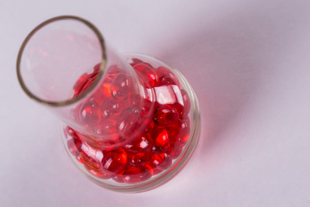 red capsule medical vitro, picture with depth of field, macroの写真素材