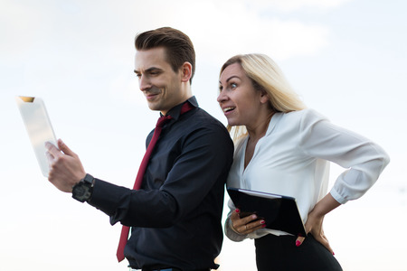 Young office workers with tablets on the background of the city
woman surprisedの写真素材