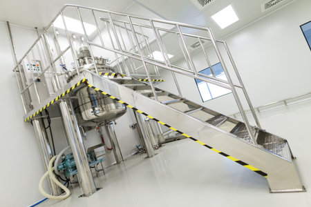 rotated picture of steel stairs in lab