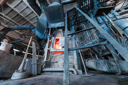 Process of glass making at specialized glass industryの写真素材