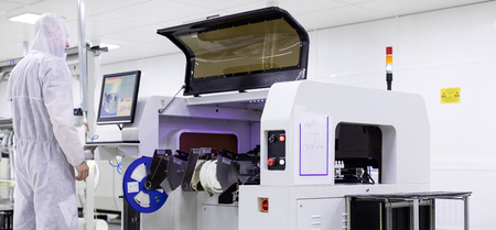 Conveyor for the production of television sets. Testing TVs in the workshop. Electronics Assembly Lineの写真素材