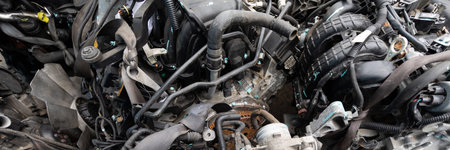 Everything for car repairs. Close-up of the engine.