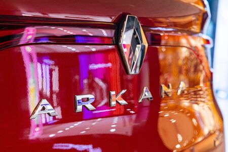 Minsk, Belarus - Jule 14, 2019: New car Renault Arkana on exhibition stand on the mall.のeditorial素材