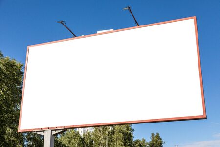 White empty billboard mock-up with lights in daylightの写真素材